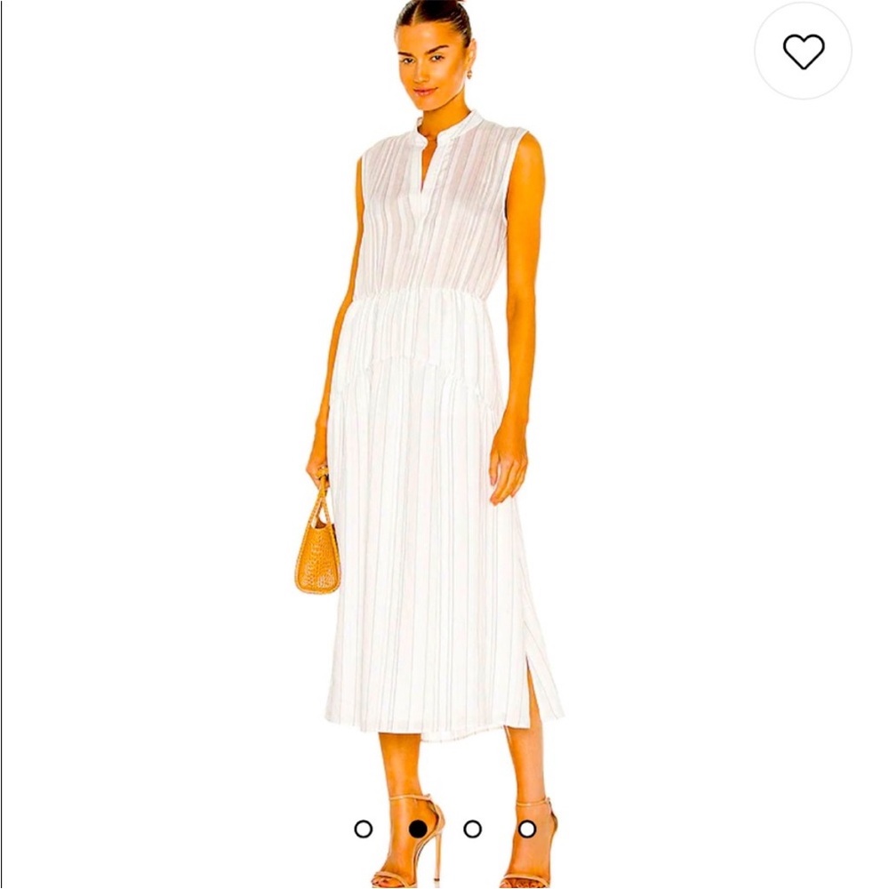 VINCE White Striped Midi Dress